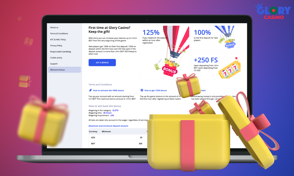 There are various bonuses available to Bangladesh users at Glory Casino