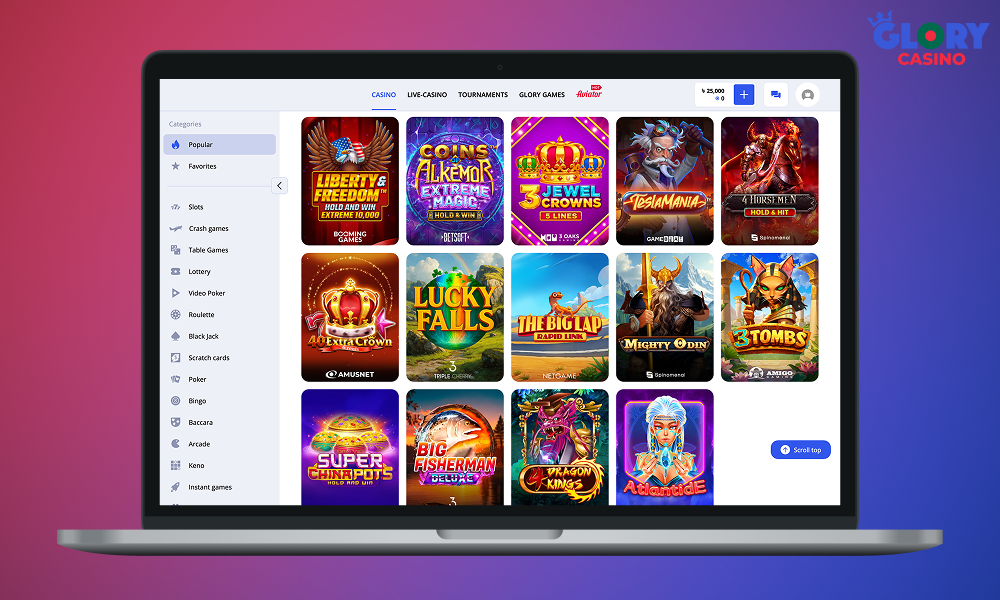 Glory Casino will delight users from Bangladesh with a huge collection of licensed games, different payment methods, mobile app and much more