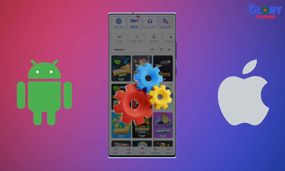 The system requirements of the Glory Casino app are quite low, which allows you to install the app on almost all modern devices